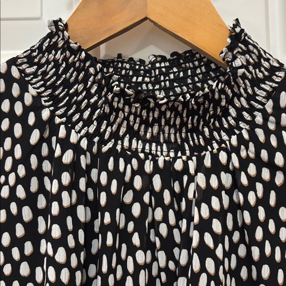 J. Crew Factory Smocked-Neck Long Sleeve Top in Oncilla Cat Print Size L - Picture 4 of 14